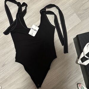 Forever 21 Black Tie-Strap Bodysuit